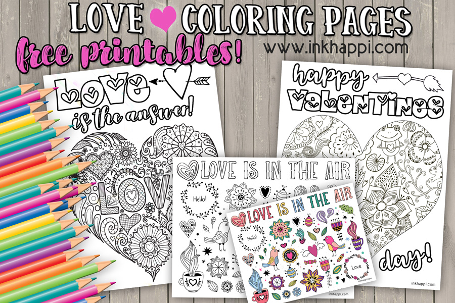 Love coloring pages. #freeprintables #love #valentines #coloringpages