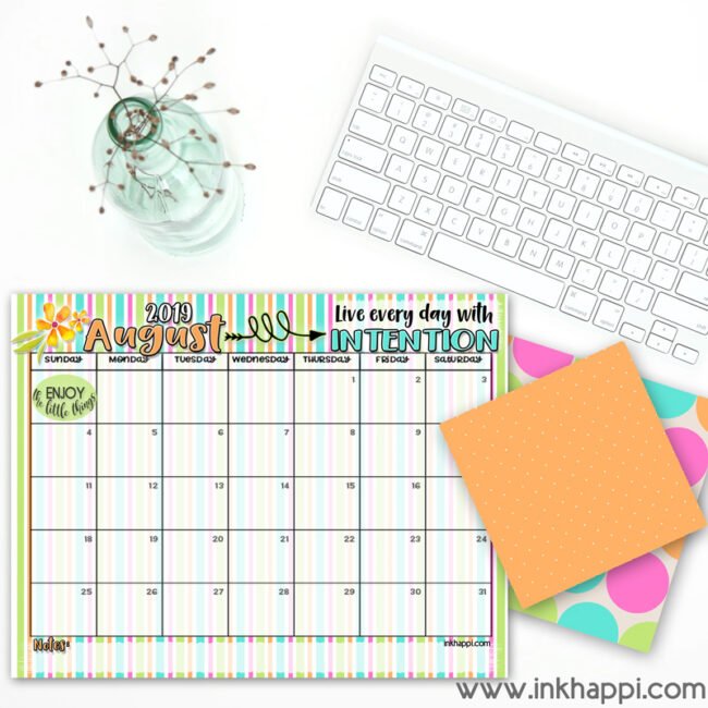 august 2019 calendar square August 2019 Calendar and a thought about intention. #freeprintables #calendar #motivationalthought
