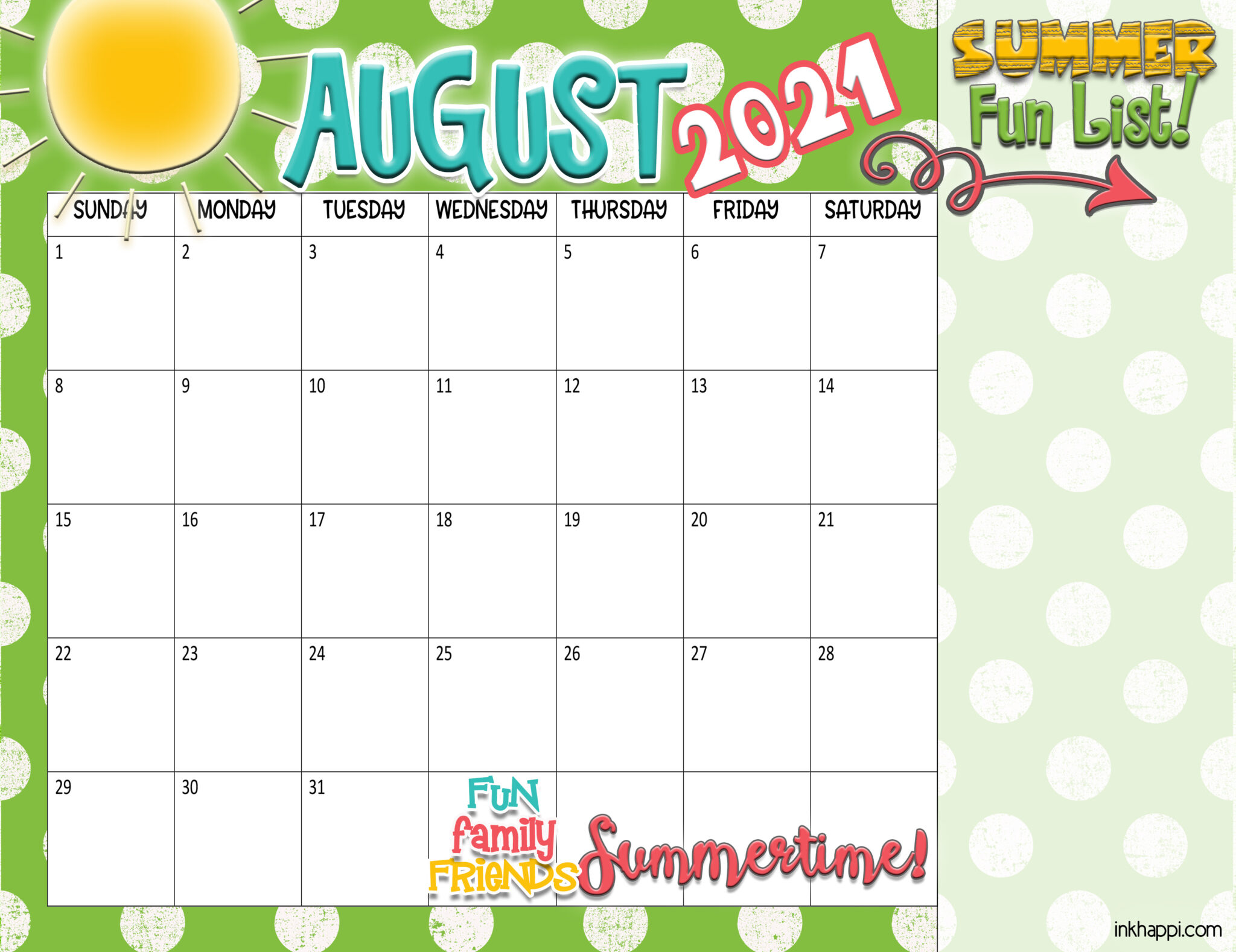 Summer Planning Calendars, Bucket List and Ideas! inkhappi