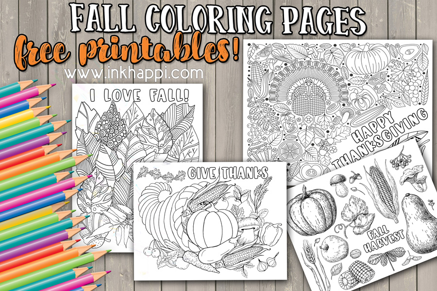 fall coloring pages from inkhappi #freeprintables #coloringpages