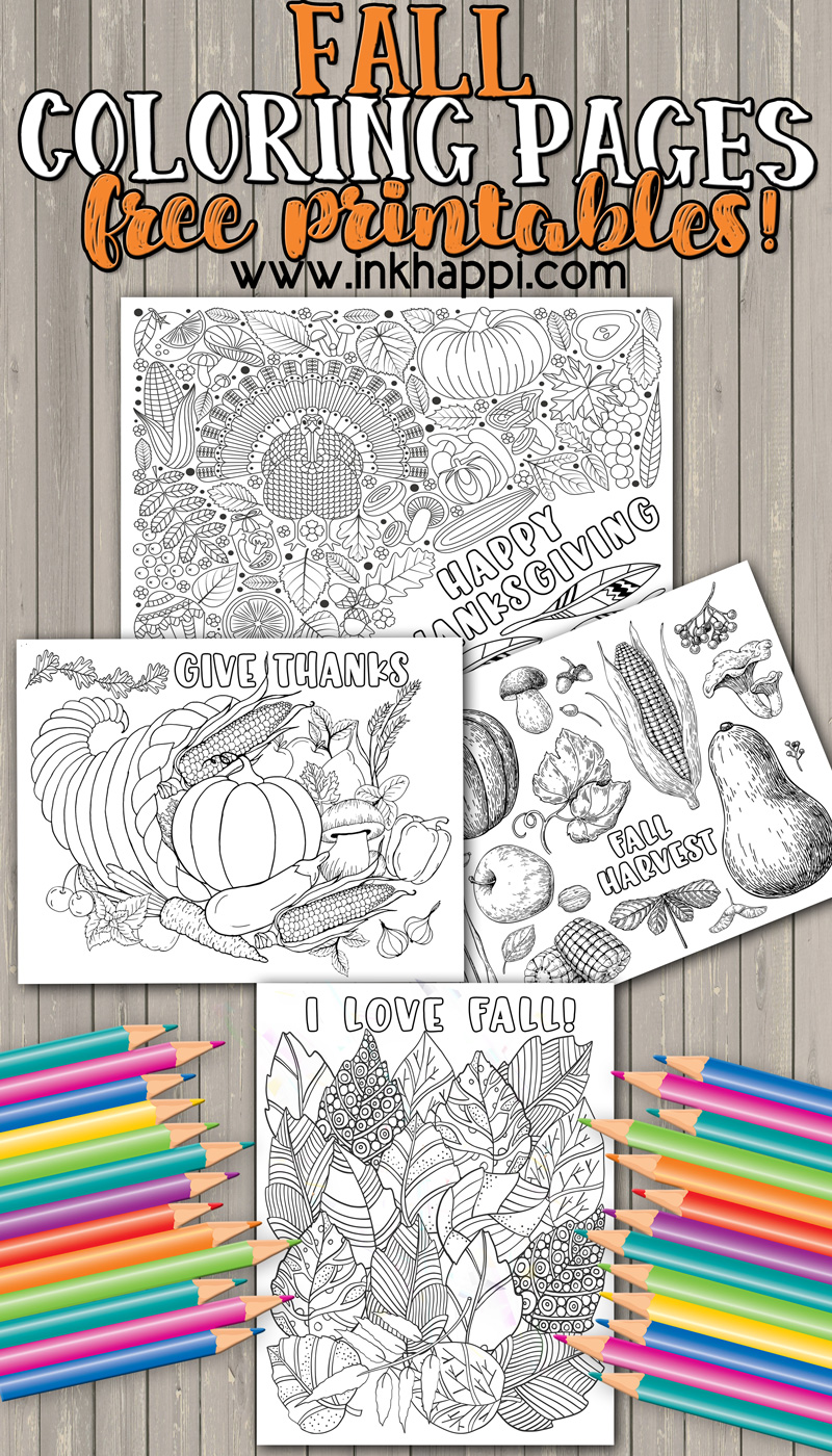 New Fall Coloring Pages! Let's Give Thanks. - inkhappi