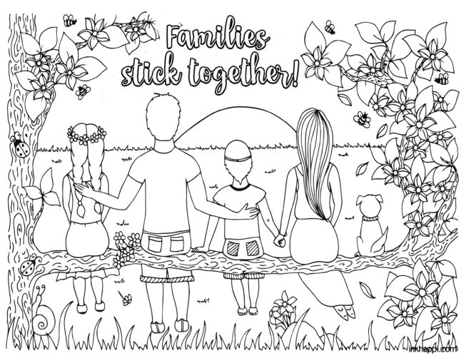 Families stick together coloring page #freeprintable #coloringpages