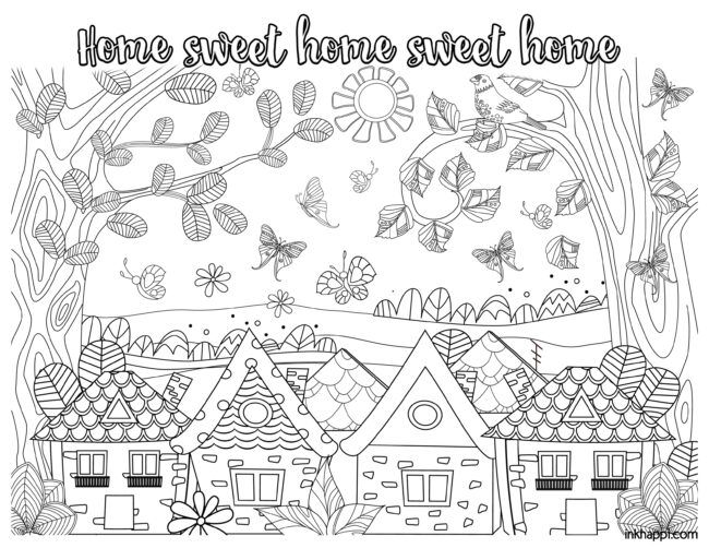 Home sweet home #freeprintable #coloringpages