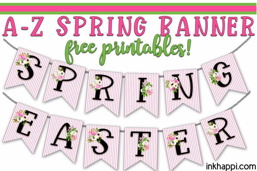 Printable Spring banner A-Z #freeprintable #spring #banner