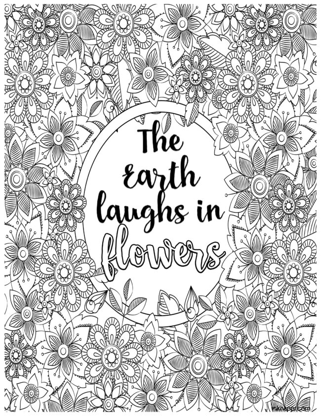 The earth laughs in flowers coloring page #freeprintable #coloringpages