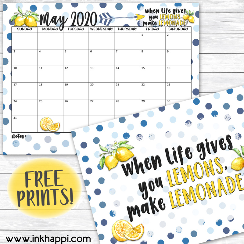 may 2020 calendar square May 2020 calendar and a motivational thought #calendar #freeprintable #makelemonade