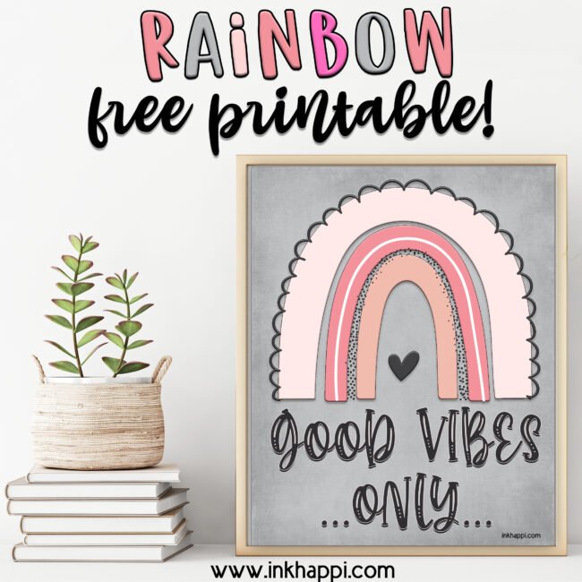 good Vibes only mock up square Good Vibes Only #freeprintable #rainbowart #encouraging