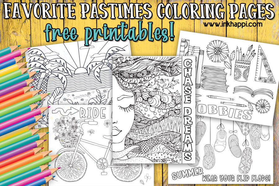 Favorite pastimes coloring pages. Free printables! #freeprintables #coloringpages