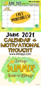 June 2021 calendar and some SUMMER thoughts! - inkhappi