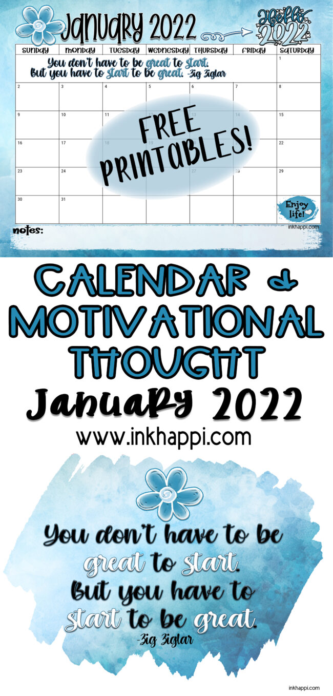 January 2022 Calendar and some new year thoughts. free printable. #calendar #freeprintables #newyear